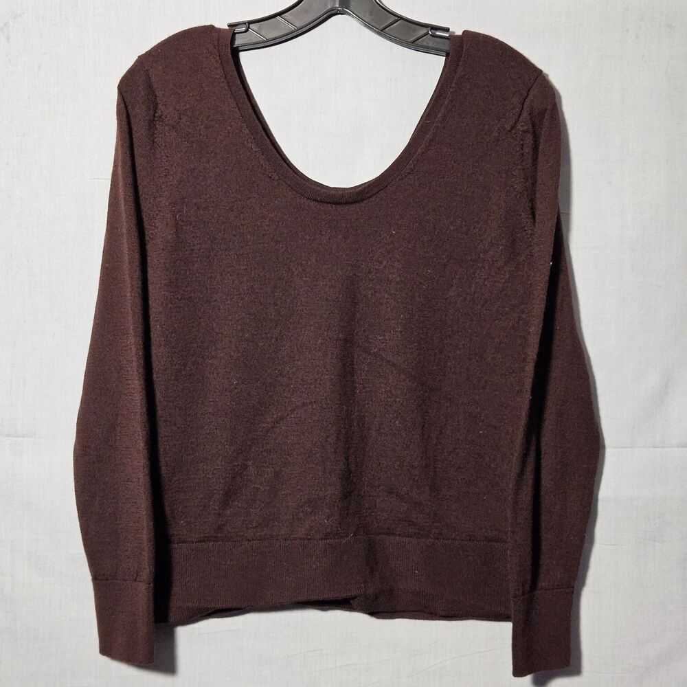 Banana Republic Sweater 100% Merino Wool Womens S Brown Scoop Neck LS Fine Knit